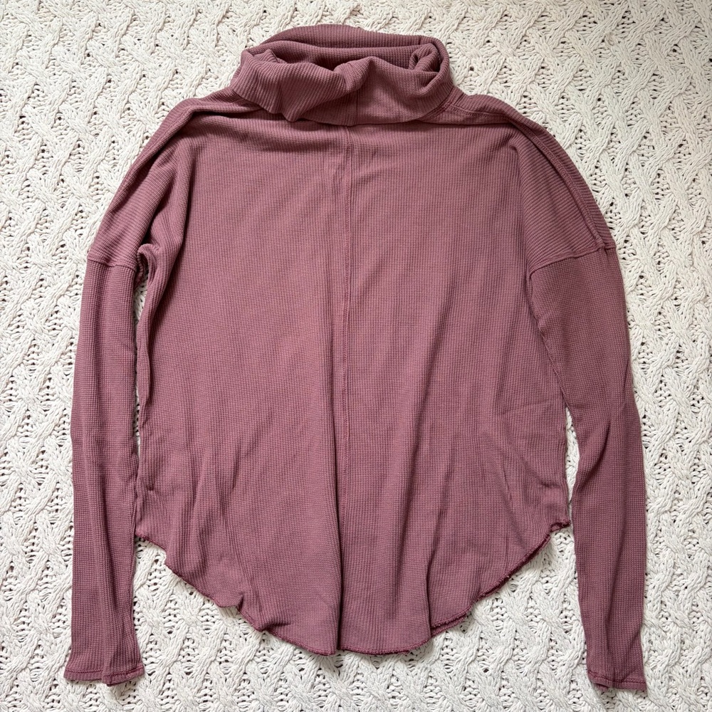 Babaton Mauve Cowl Neck Top - Aritzia Waffle Knit - Size Large - Picture 6 of 7